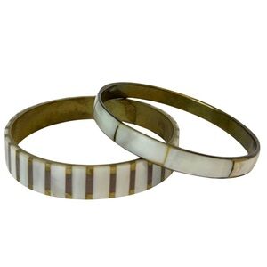 Vintage Mother of Pearl Inlaid Bangle Set